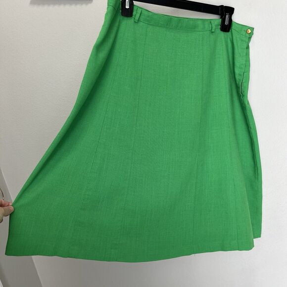 RARE 50s-60s Jr Plenty Shop Lane Bryant | Kelly Green Flared Midi Skirt Size Lar - Picture 3 of 7